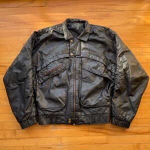 90s Vintage Black Leather Jacket